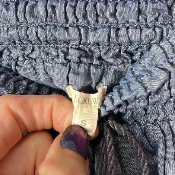 J. Crew Zafrina Pull On Chambray Cotton Embroidered Skirt Size Small - Picture 2 of 7